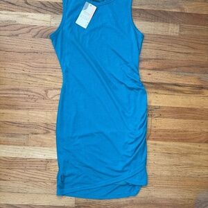 BTFBM blue halter dress with side ruching
